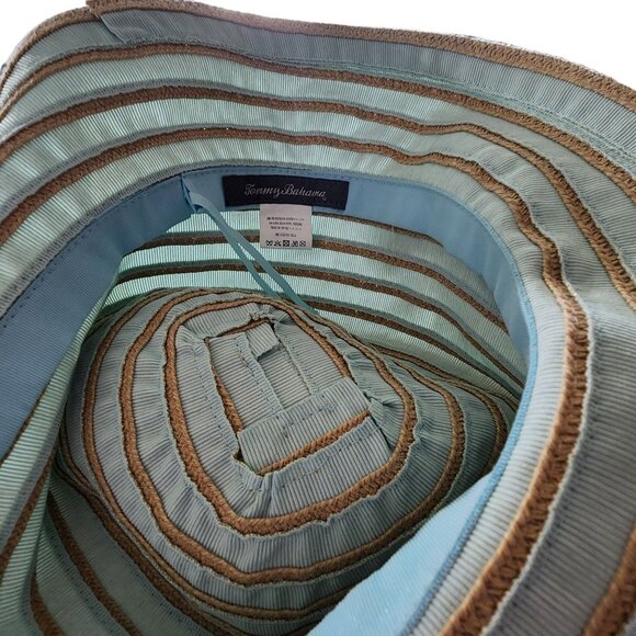 Tommy Bahama Women's Blue & Gold Striped Bucket Sun Hat Beach Vacation - Picture 5 of 5
